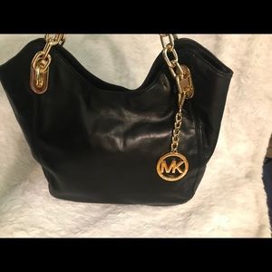 Black leather MK purse